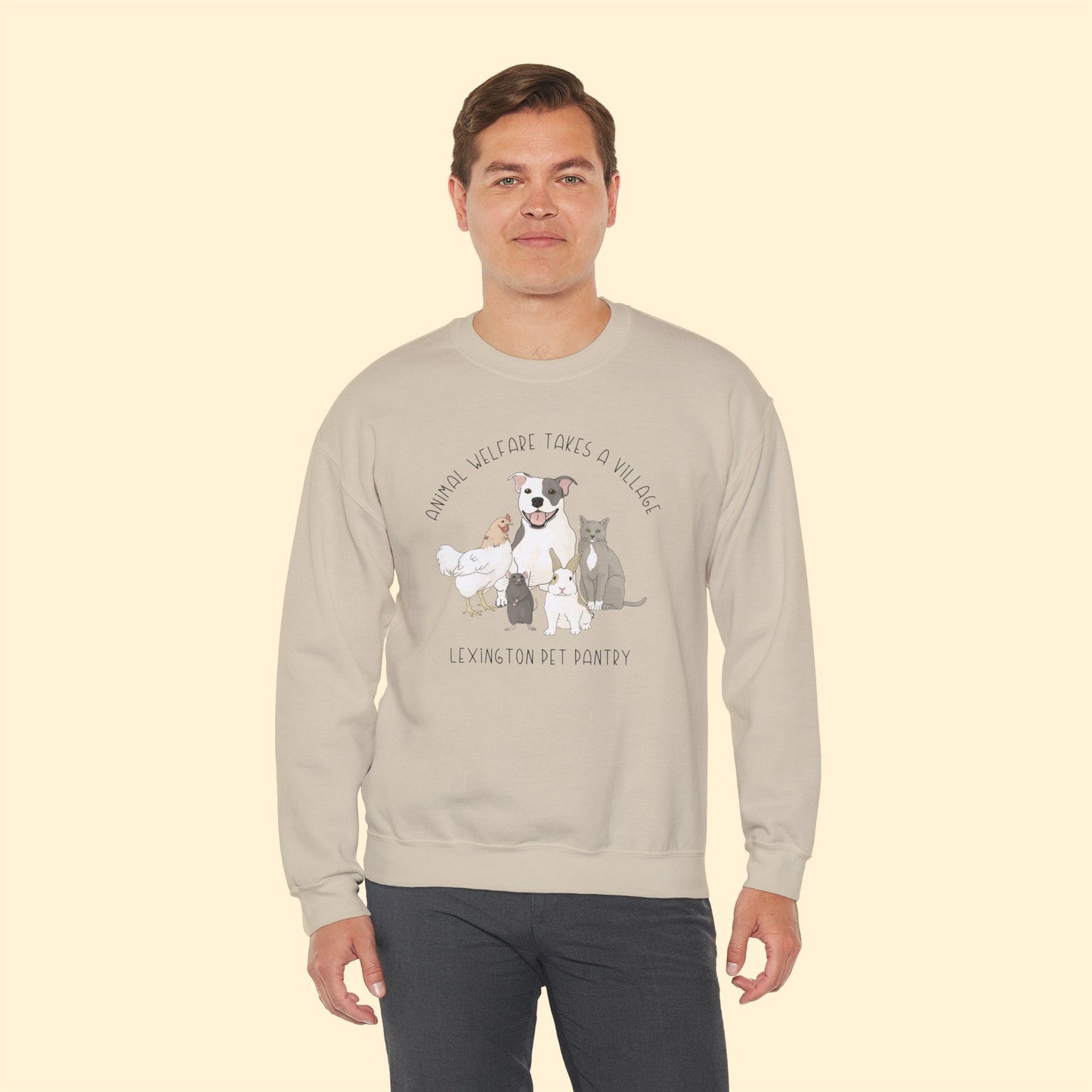 It Takes A Village | FUNDRAISER for Lexington Pet Pantry | Crewneck Sweatshirt - Detezi Designs - 30711481280830390561