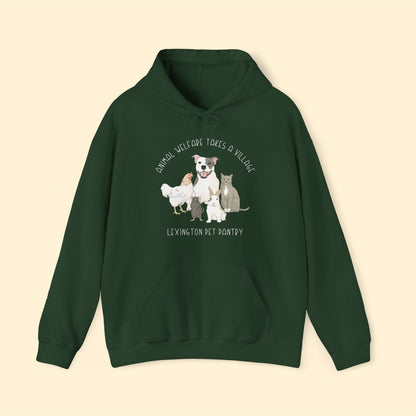 It Takes A Village | FUNDRAISER for Lexington Pet Pantry | Hooded Sweatshirt - Detezi Designs - 18516482035046172861