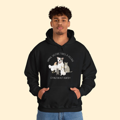 It Takes A Village | FUNDRAISER for Lexington Pet Pantry | Hooded Sweatshirt - Detezi Designs - 33655368793000887135