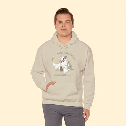 It Takes A Village | FUNDRAISER for Lexington Pet Pantry | Hooded Sweatshirt - Detezi Designs - 33655368793000887135