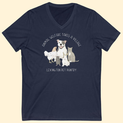 It Takes A Village | FUNDRAISER for Lexington Pet Pantry | Unisex V - Neck Tee - Detezi Designs - 26163236934462549864