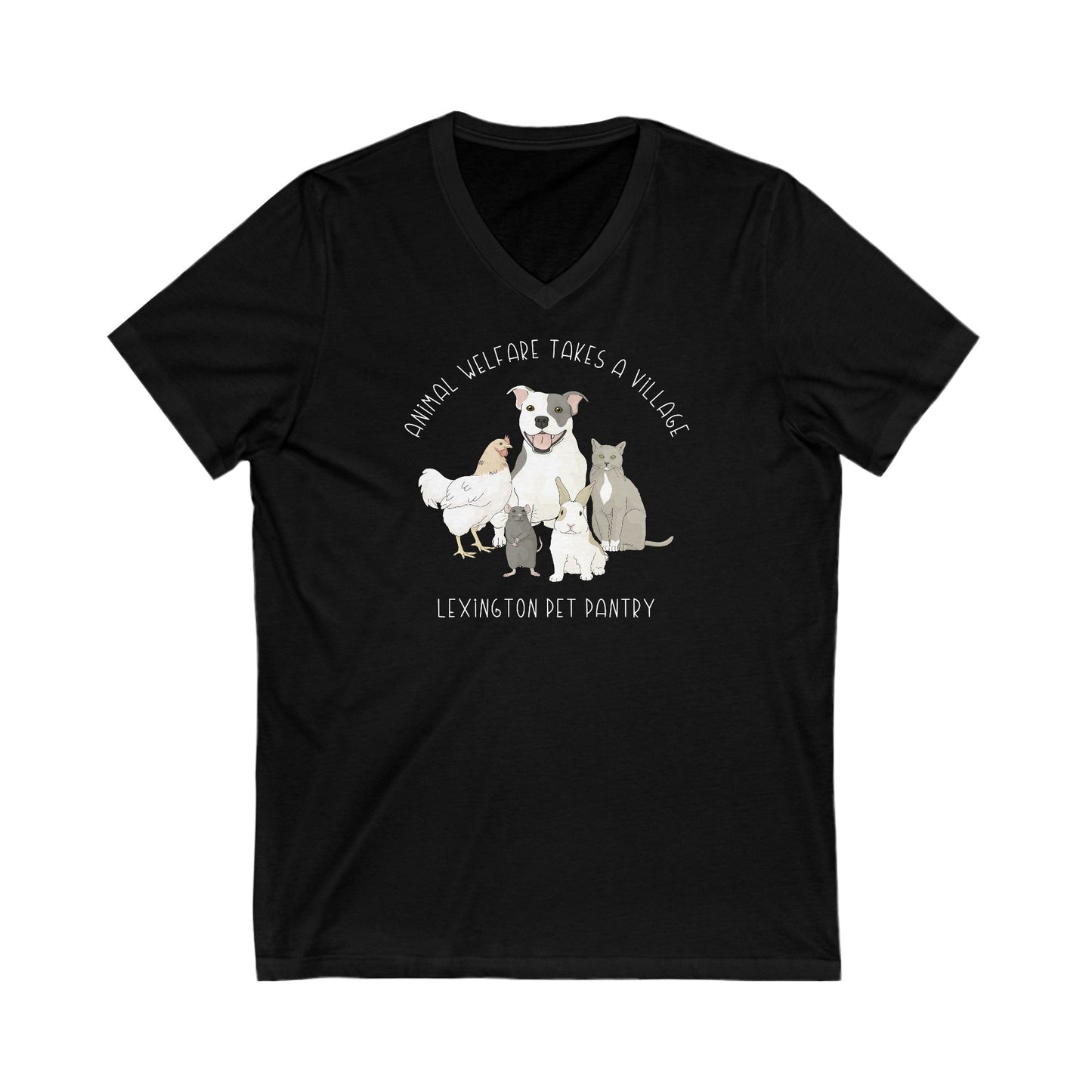 It Takes A Village | FUNDRAISER for Lexington Pet Pantry | Unisex V - Neck Tee - Detezi Designs - 26163236934462549864