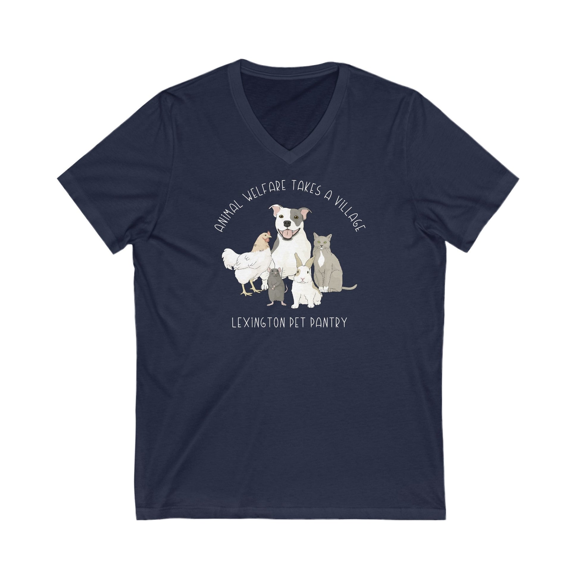 It Takes A Village | FUNDRAISER for Lexington Pet Pantry | Unisex V - Neck Tee - Detezi Designs - 26723343033307432980