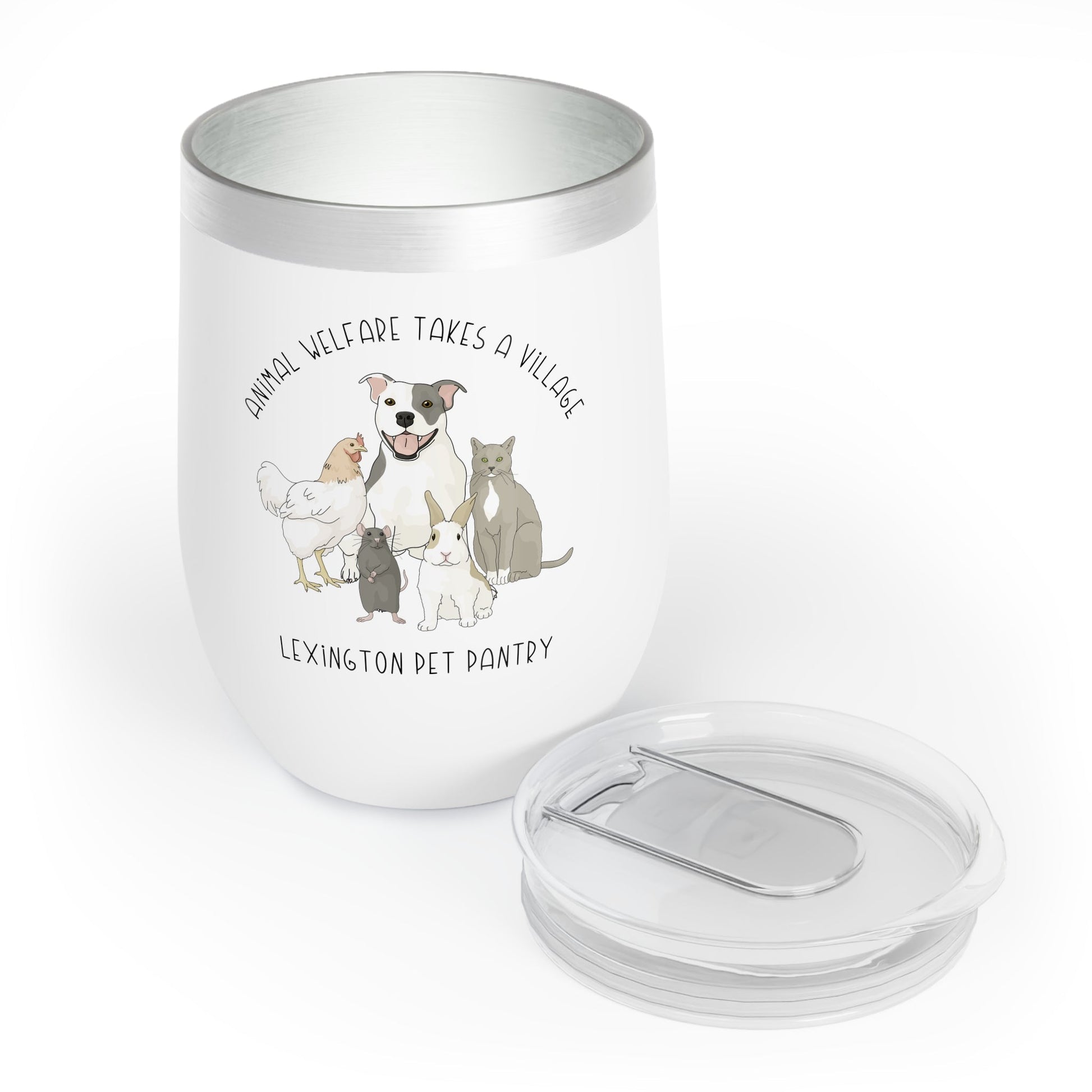 It Takes A Village | FUNDRAISER for Lexington Pet Pantry | Wine Tumbler - Detezi Designs - 51129618103584393513