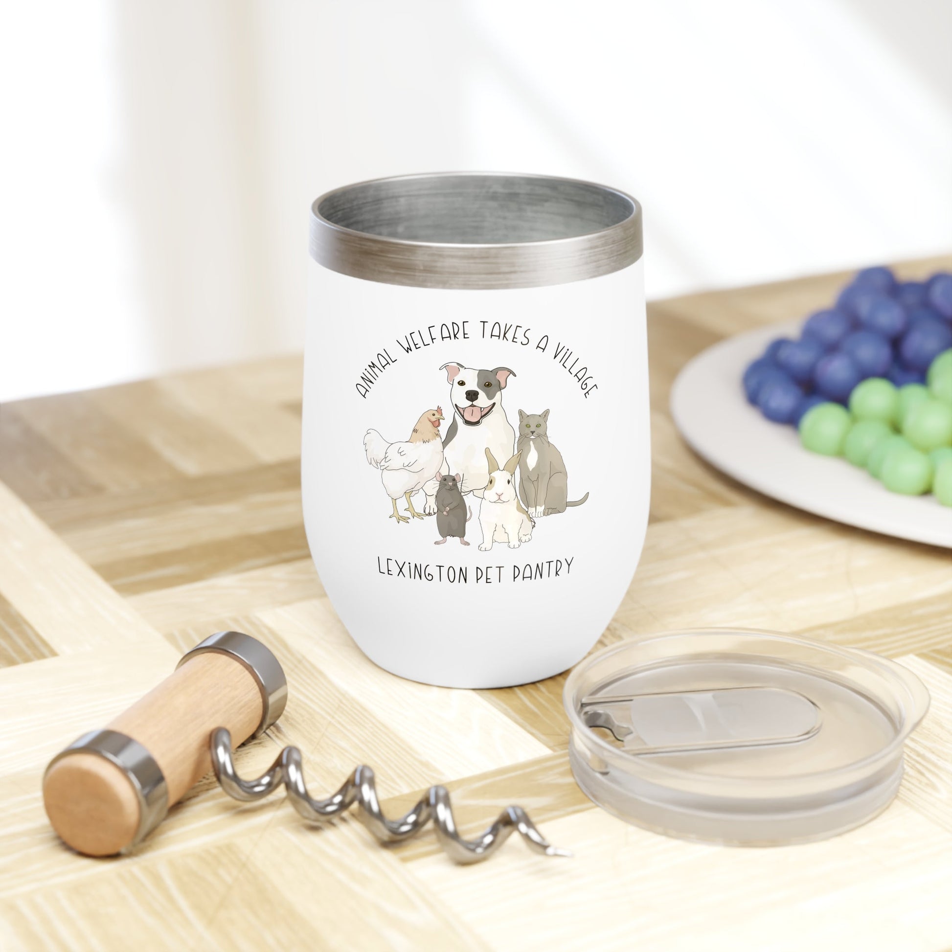 It Takes A Village | FUNDRAISER for Lexington Pet Pantry | Wine Tumbler - Detezi Designs - 51129618103584393513