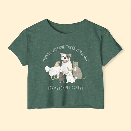 It Takes A Village | FUNDRAISER for Lexington Pet Pantry | Women's Festival Crop Top - Detezi Designs - 74030561740412656057