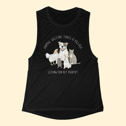 It Takes A Village | FUNDRAISER for Lexington Pet Pantry | Women's Flowy Scoop Muscle Tank - Detezi Designs - 30777094186197564531