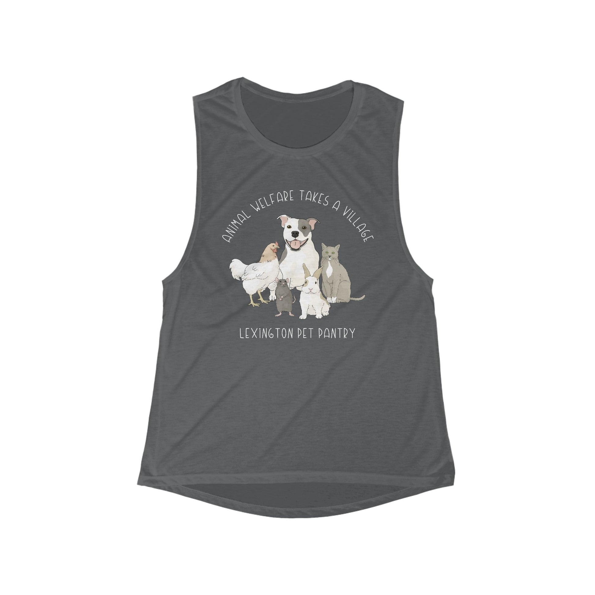 It Takes A Village | FUNDRAISER for Lexington Pet Pantry | Women's Flowy Scoop Muscle Tank - Detezi Designs - 30777094186197564531