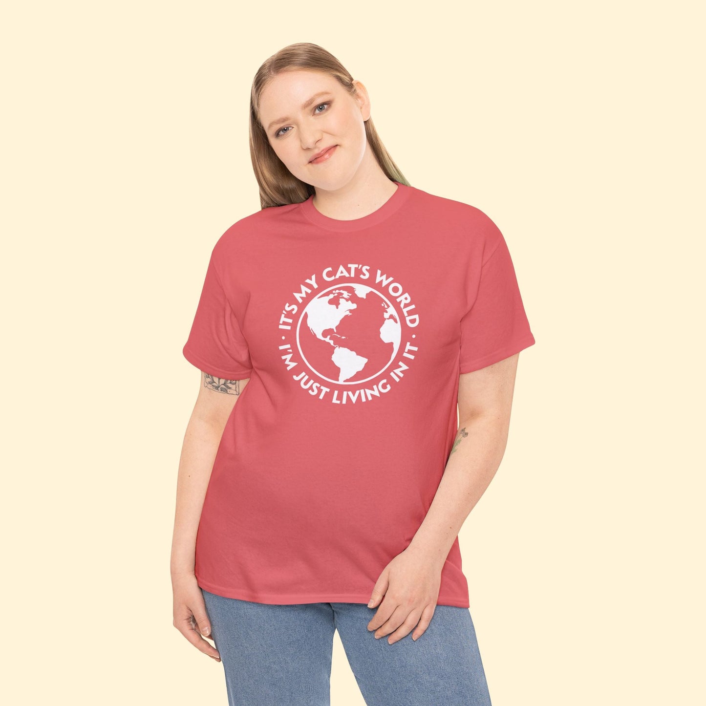 It's My Cat's World | Unisex Tee - Detezi Designs - 32070275431616596439