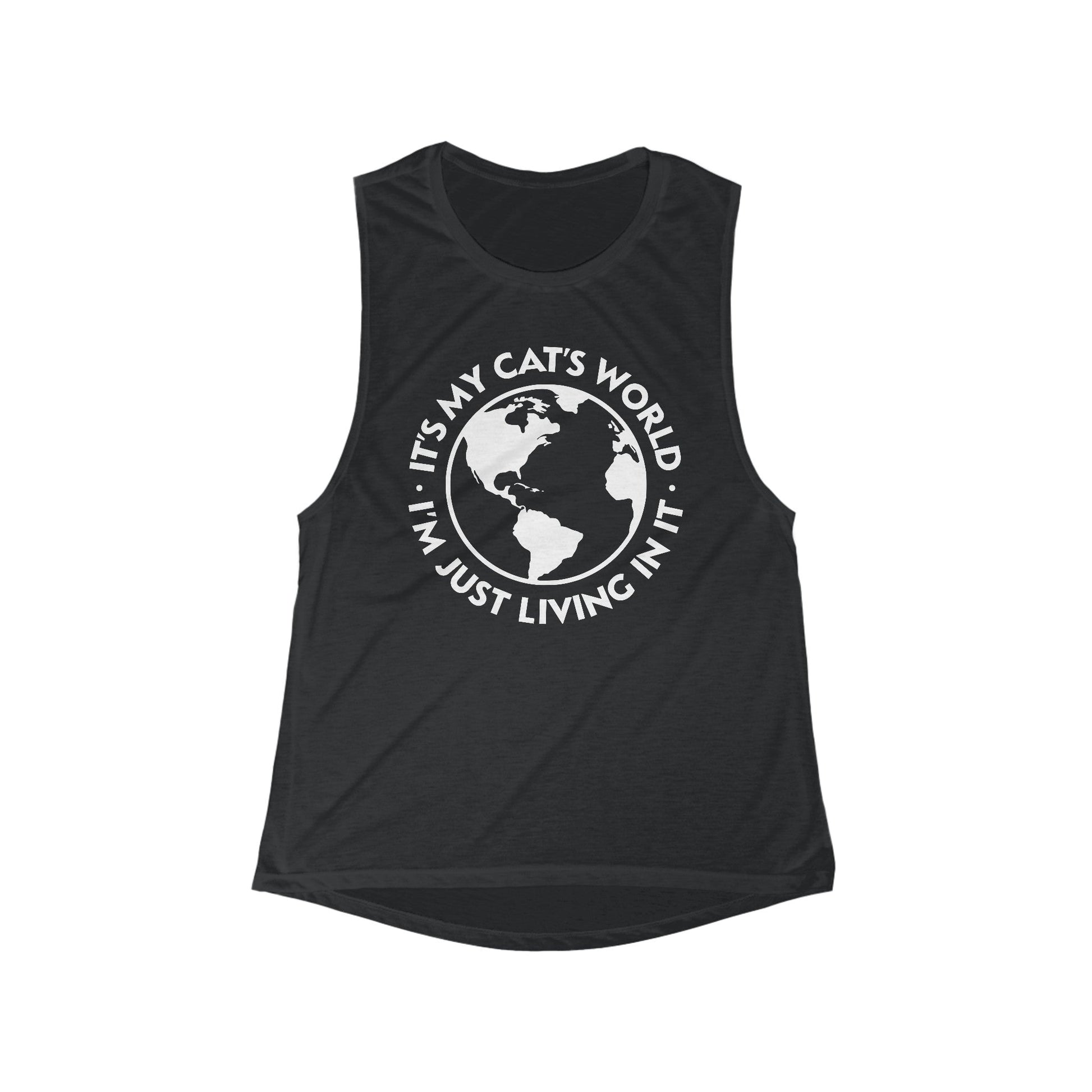 It's My Cat's World | Women's Flowy Scoop Muscle Tank - Detezi Designs-16596366646213174712