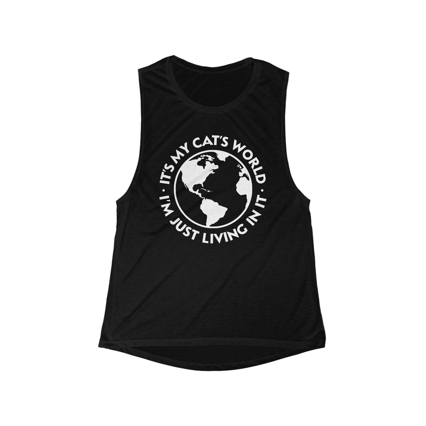 It's My Cat's World | Women's Flowy Scoop Muscle Tank - Detezi Designs-27422079557349551407