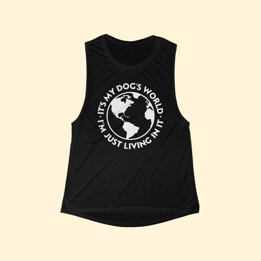 It's My Dog's World | Women's Flowy Scoop Muscle Tank - Detezi Designs-24530945097077709453