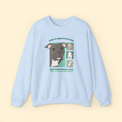 Jane's Irish Potatoes | FUNDRAISER for Adopt A Homeless Animal Rescue | Crewneck Sweatshirt - Detezi Designs - 25043787945300901453