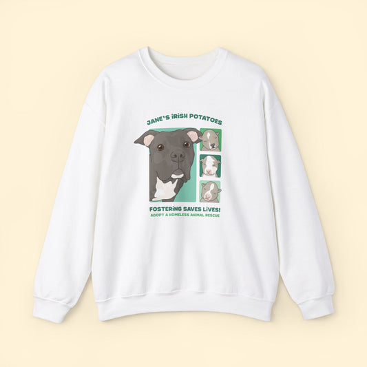 Jane's Irish Potatoes | FUNDRAISER for Adopt A Homeless Animal Rescue | Crewneck Sweatshirt - Detezi Designs - 93060582164988154442