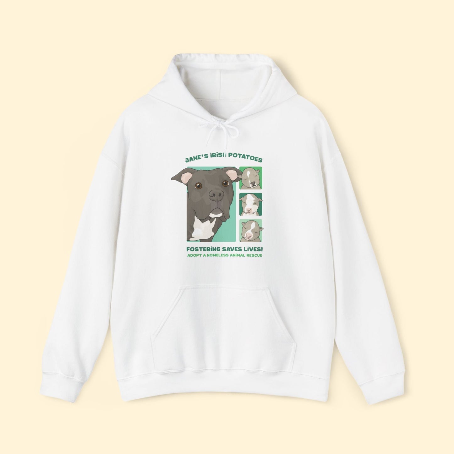 Jane's Irish Potatoes | FUNDRAISER for Adopt A Homeless Animal Rescue | Hooded Sweatshirt - Detezi Designs - 16987146869184317899