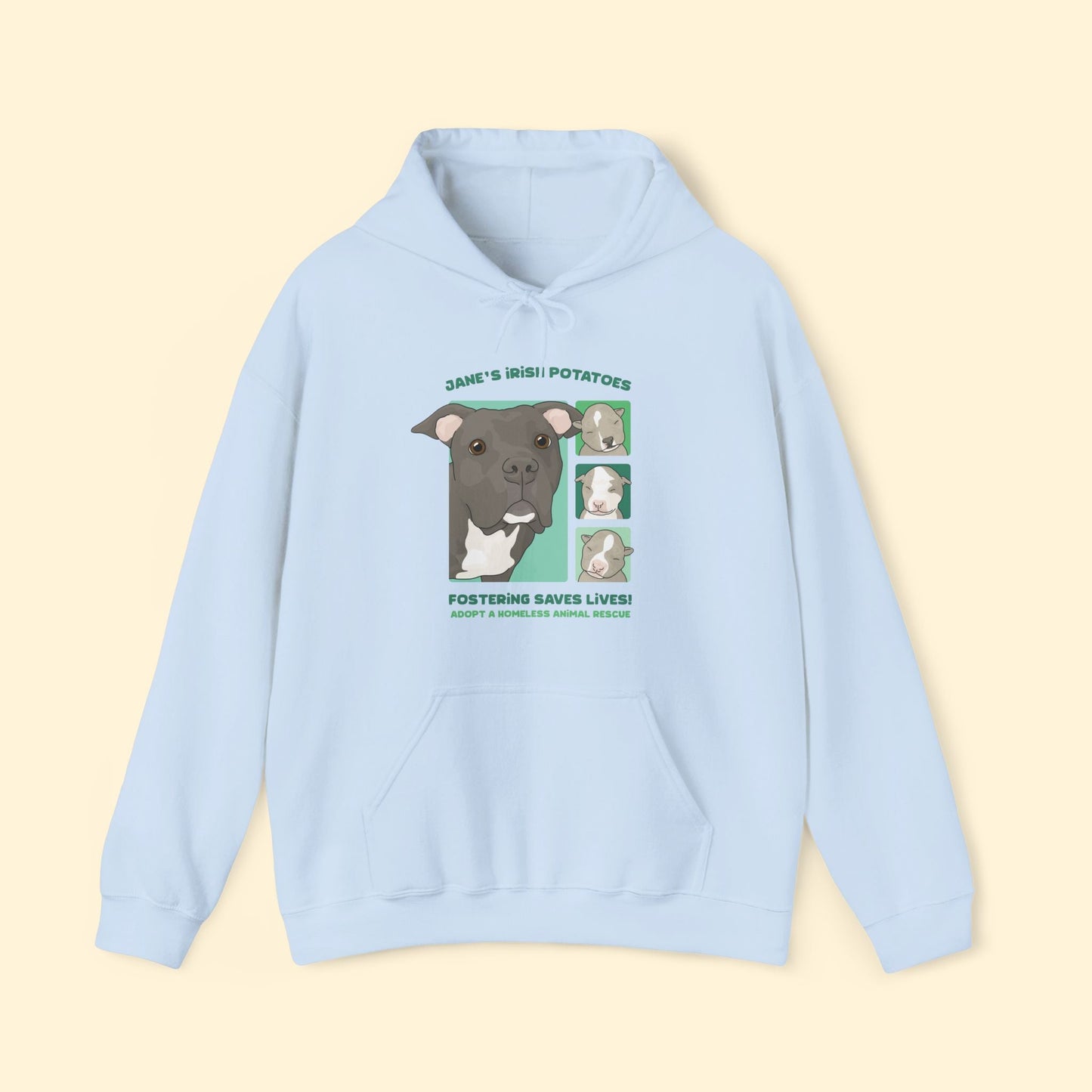 Jane's Irish Potatoes | FUNDRAISER for Adopt A Homeless Animal Rescue | Hooded Sweatshirt - Detezi Designs - 20201312341011257373