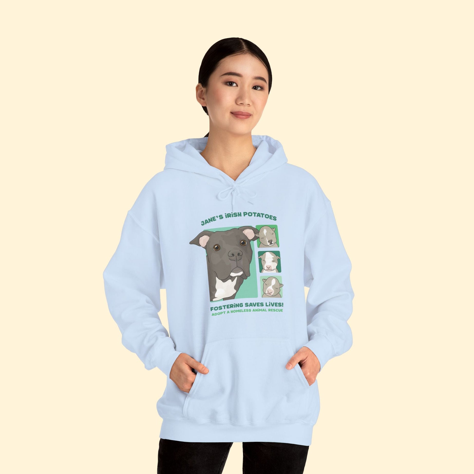 Jane's Irish Potatoes | FUNDRAISER for Adopt A Homeless Animal Rescue | Hooded Sweatshirt - Detezi Designs - 76819026240190968271