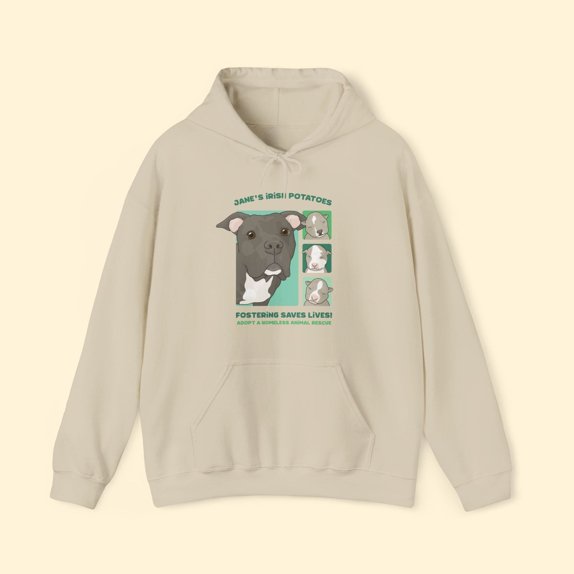 Jane's Irish Potatoes | FUNDRAISER for Adopt A Homeless Animal Rescue | Hooded Sweatshirt - Detezi Designs - 76819026240190968271