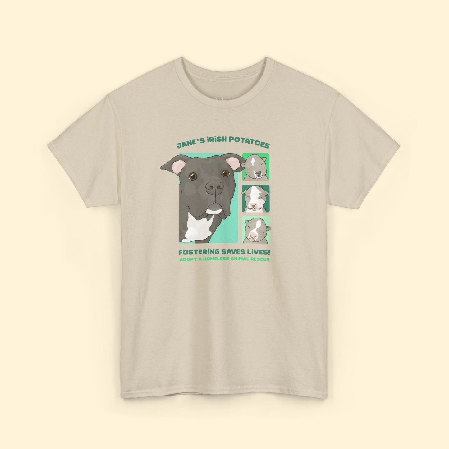 Jane's Irish Potatoes | FUNDRAISER for Adopt A Homeless Animal Rescue | T-shirt - Detezi Designs - 24553518197190112432