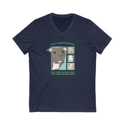 Jane's Irish Potatoes | FUNDRAISER for Adopt A Homeless Animal Rescue | Unisex V - Neck Tee - Detezi Designs - 23444328115938074787