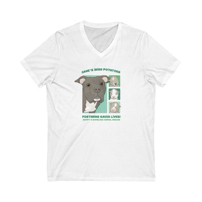 Jane's Irish Potatoes | FUNDRAISER for Adopt A Homeless Animal Rescue | Unisex V - Neck Tee - Detezi Designs - 31693142260253007901