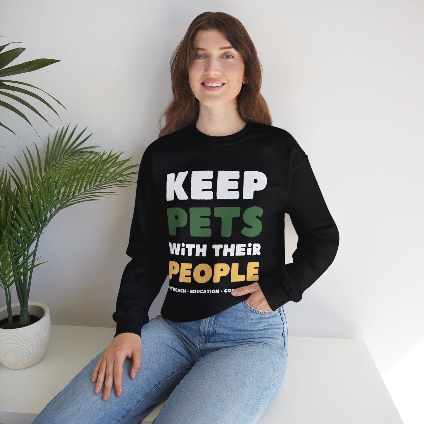 Keep Pets With Their People | Crewneck Sweatshirt - Detezi Designs-18987832763180057677