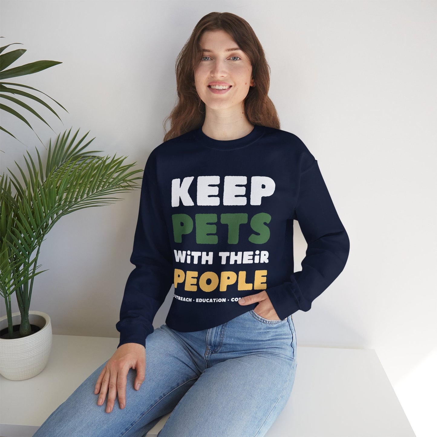 Keep Pets With Their People | Crewneck Sweatshirt - Detezi Designs-18987832763180057677