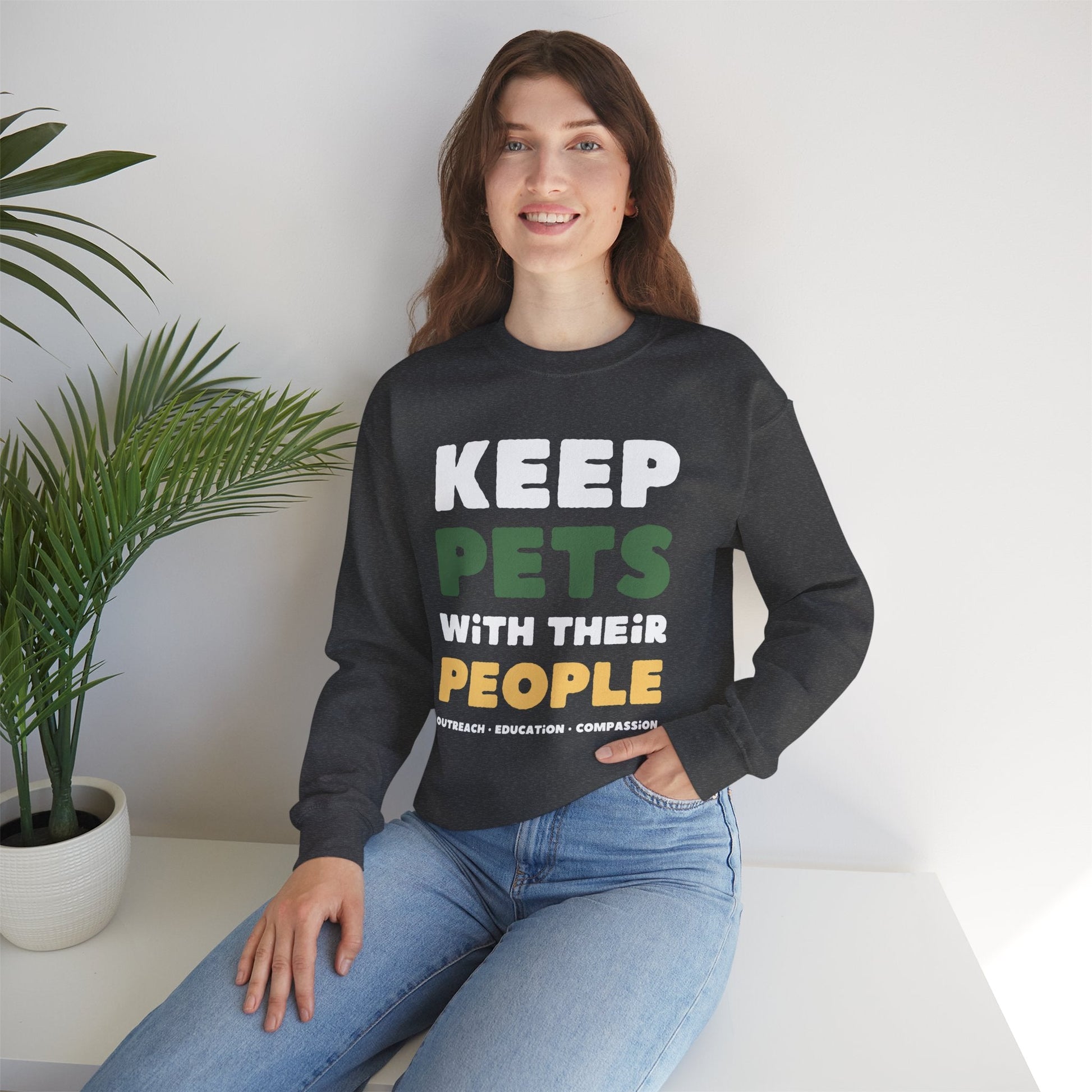 Keep Pets With Their People | Crewneck Sweatshirt - Detezi Designs - 32882993406711061826