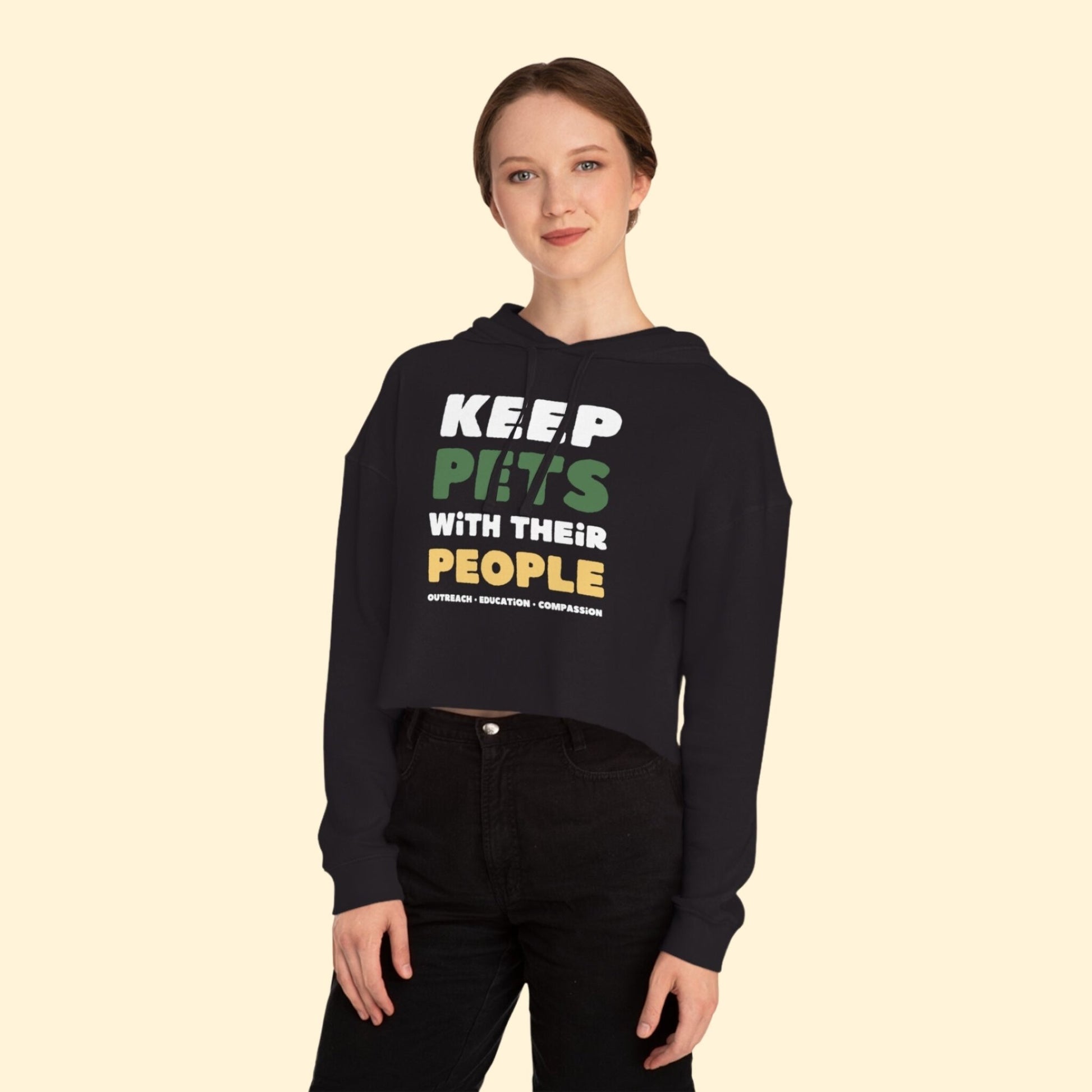 Keep Pets With Their People | Cropped Hooded Sweatshirt - Detezi Designs - 18571084185082068202