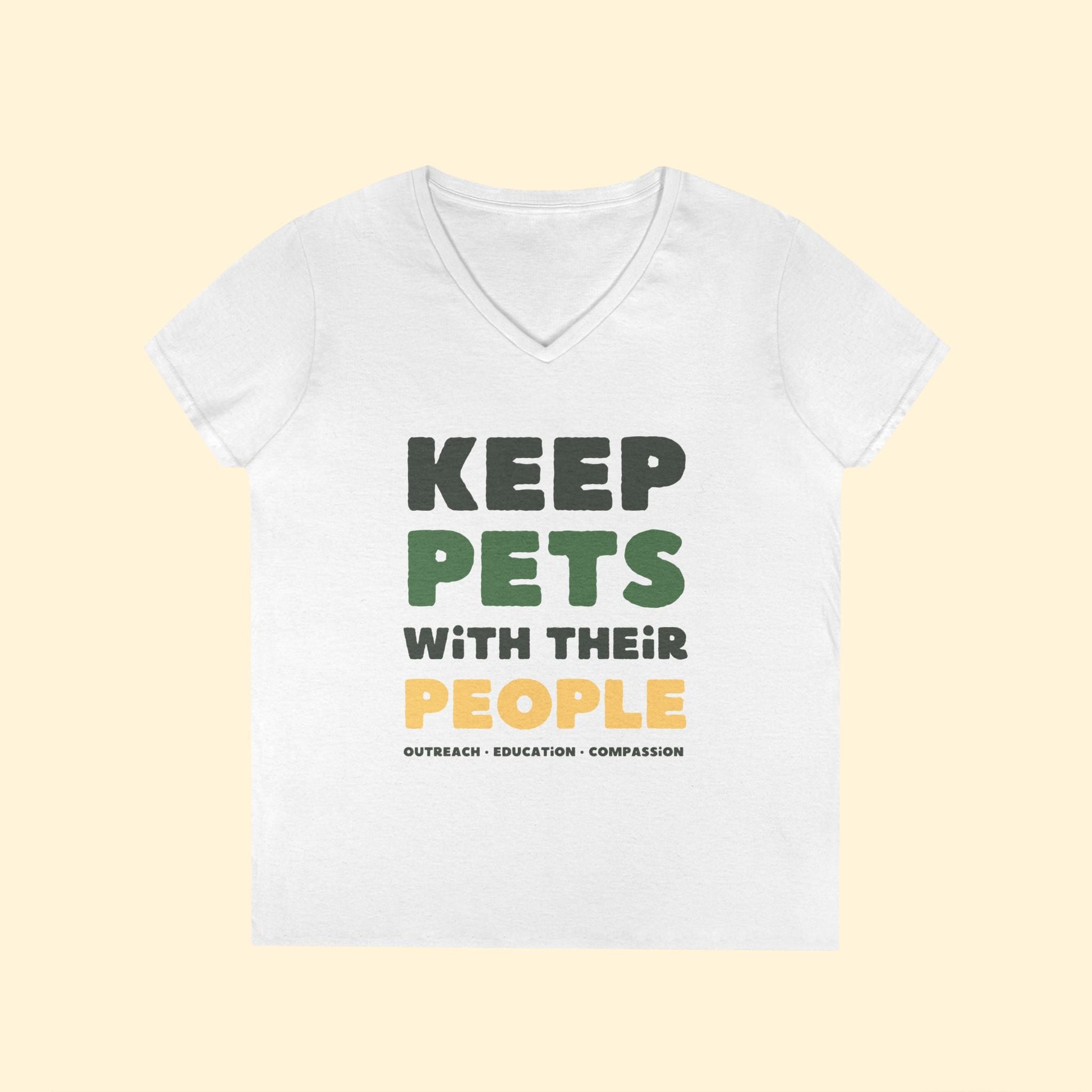 Keep Pets With Their People | Ladies' V - Neck T-Shirt - Detezi Designs - 21138229043935451803