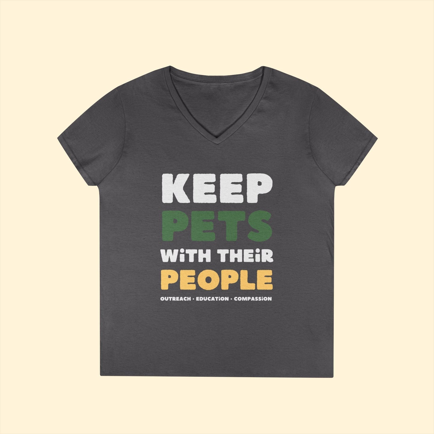 Keep Pets With Their People | Ladies' V - Neck T-Shirt - Detezi Designs - 94299235095078842612