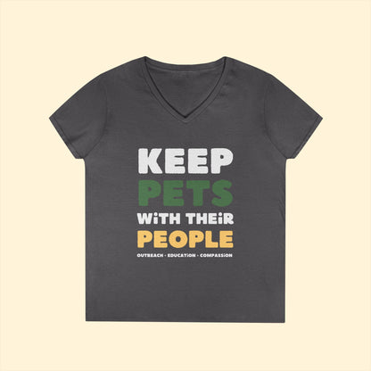 Keep Pets With Their People | Ladies' V - Neck T-Shirt - Detezi Designs - 94299235095078842612