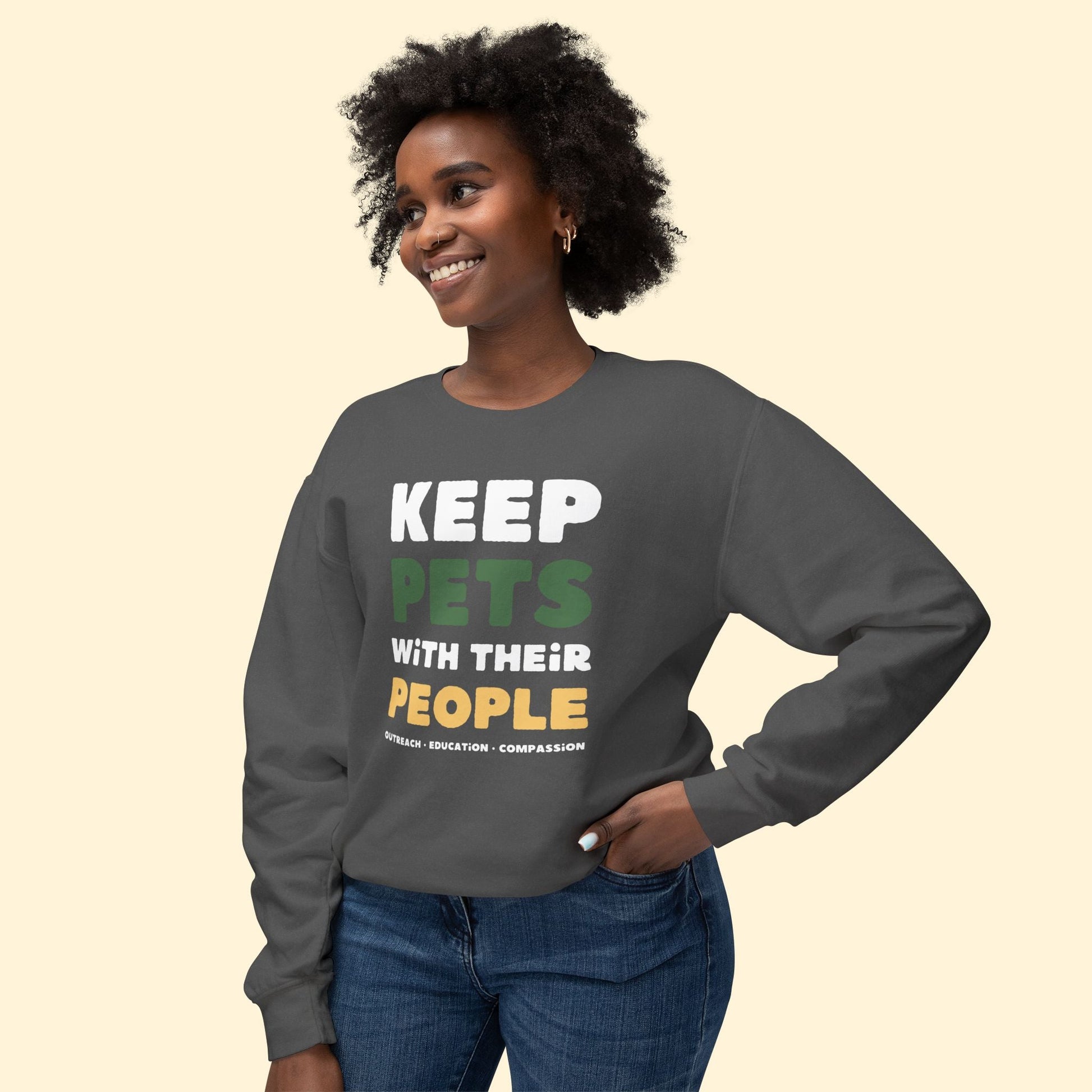 Keep Pets With Their People | Lightweight Comfort Colors Crewneck Sweatshirt - Detezi Designs - 32904713377433478453