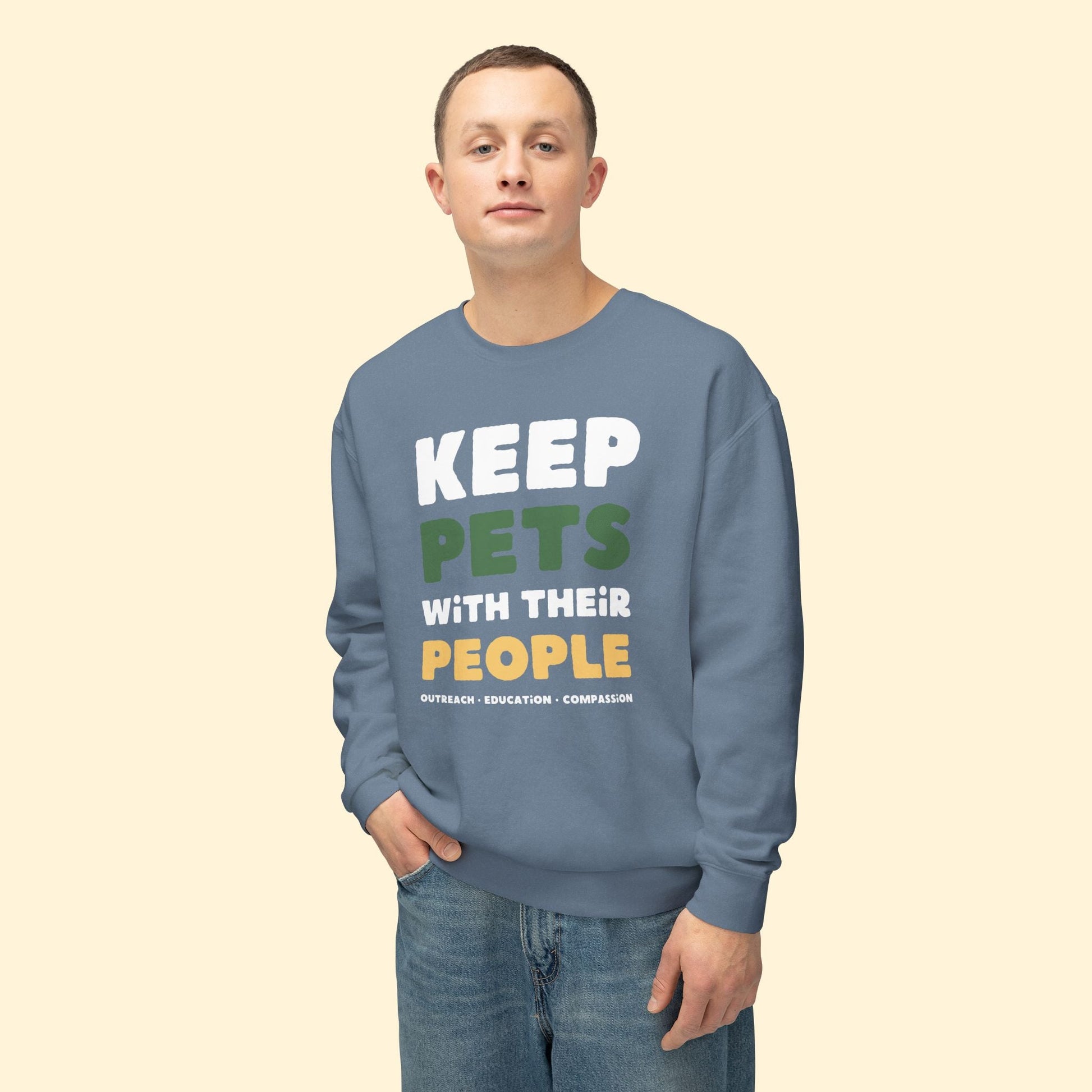 Keep Pets With Their People | Lightweight Comfort Colors Crewneck Sweatshirt - Detezi Designs - 32904713377433478453