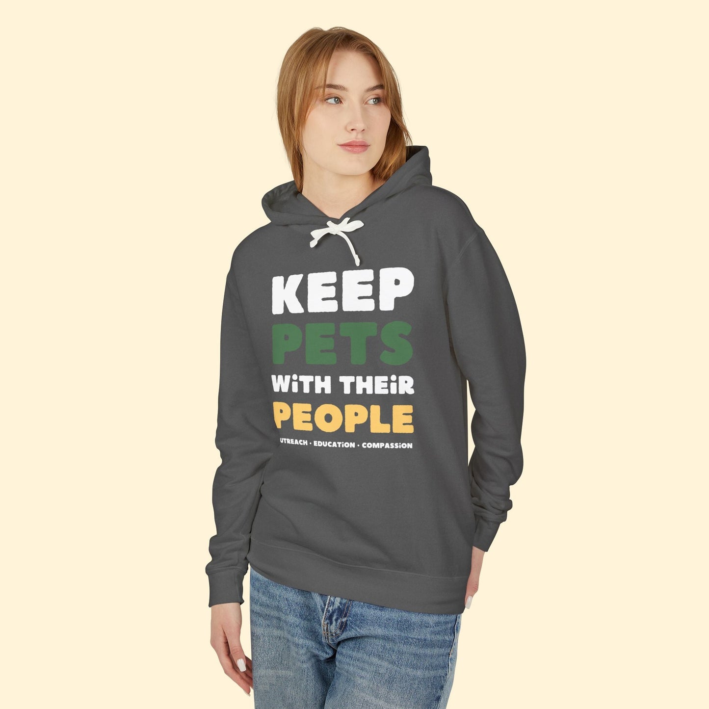 Keep Pets With Their People | Lightweight Comfort Colors Hooded Sweatshirt - Detezi Designs - 25462282716756158503