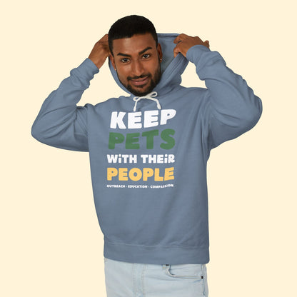 Keep Pets With Their People | Lightweight Comfort Colors Hooded Sweatshirt - Detezi Designs - 25462282716756158503