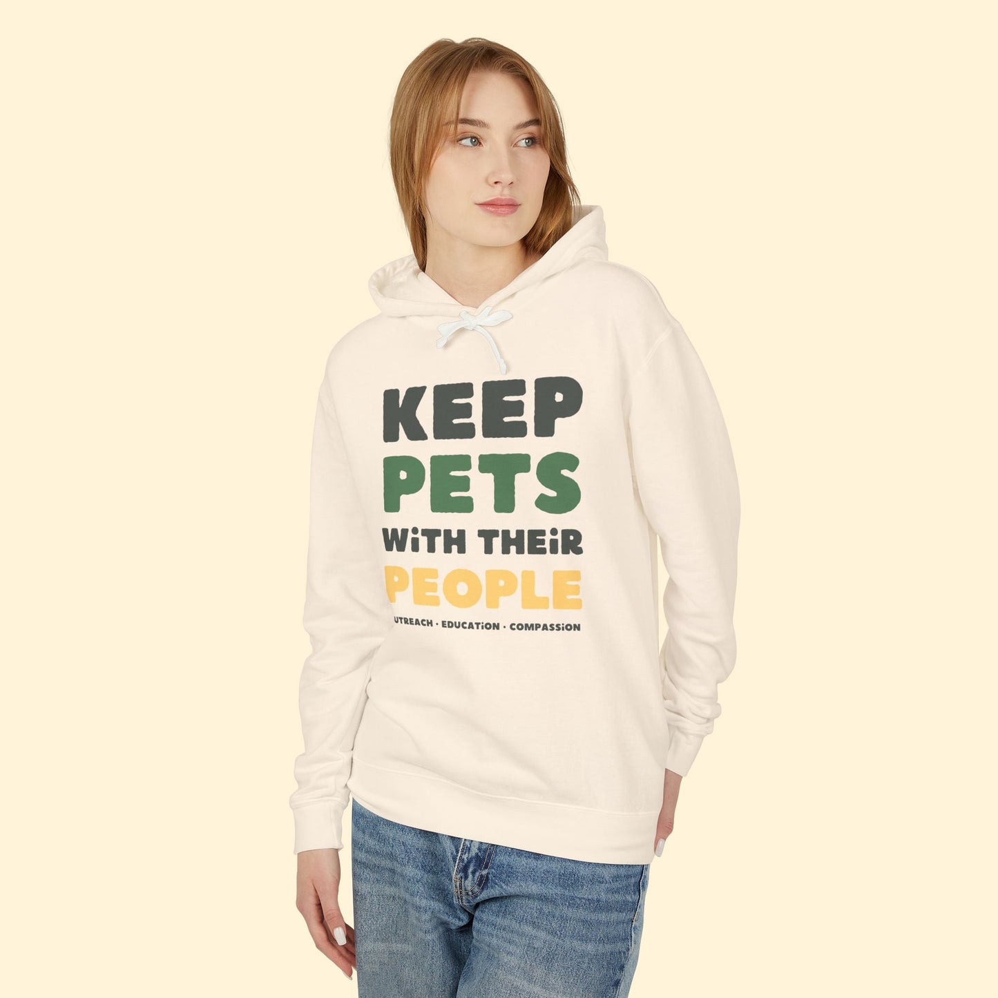 Keep Pets With Their People | Lightweight Comfort Colors Hooded Sweatshirt - Detezi Designs - 25462282716756158503