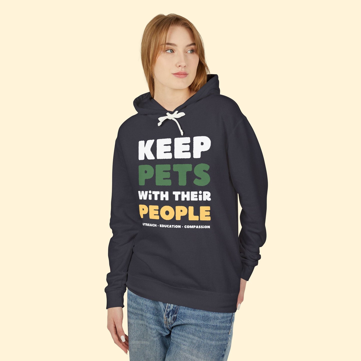 Keep Pets With Their People | Lightweight Comfort Colors Hooded Sweatshirt - Detezi Designs - 25462282716756158503