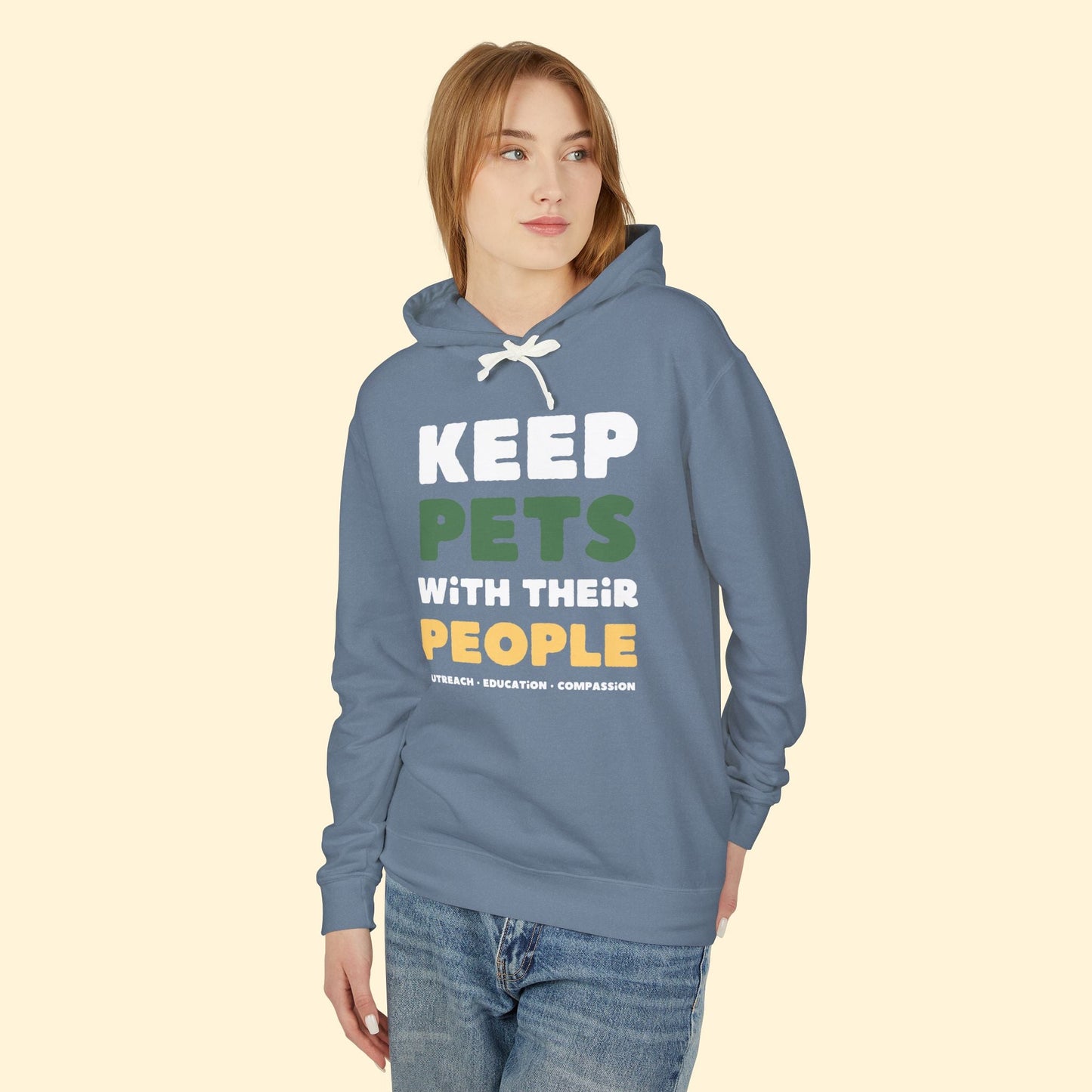 Keep Pets With Their People | Lightweight Comfort Colors Hooded Sweatshirt - Detezi Designs - 25462282716756158503