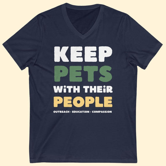 Keep Pets With Their People | Unisex V-Neck Tee - Detezi Designs-54149169363259037658