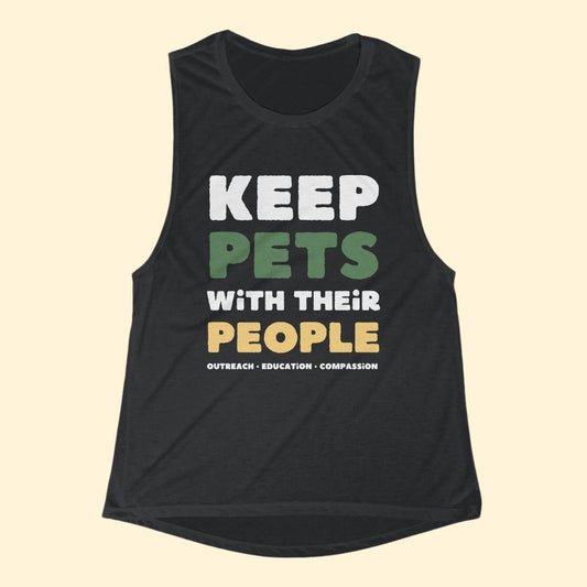 Keep Pets With Their People | Women's Flowy Scoop Muscle Tank - Detezi Designs-67411190370773596276