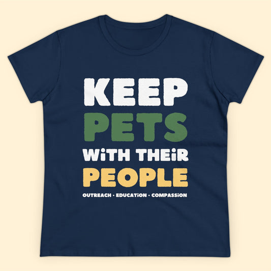 Keep Pets With Their People | Women's Midweight Cotton Tee - Detezi Designs-12166803913460130813