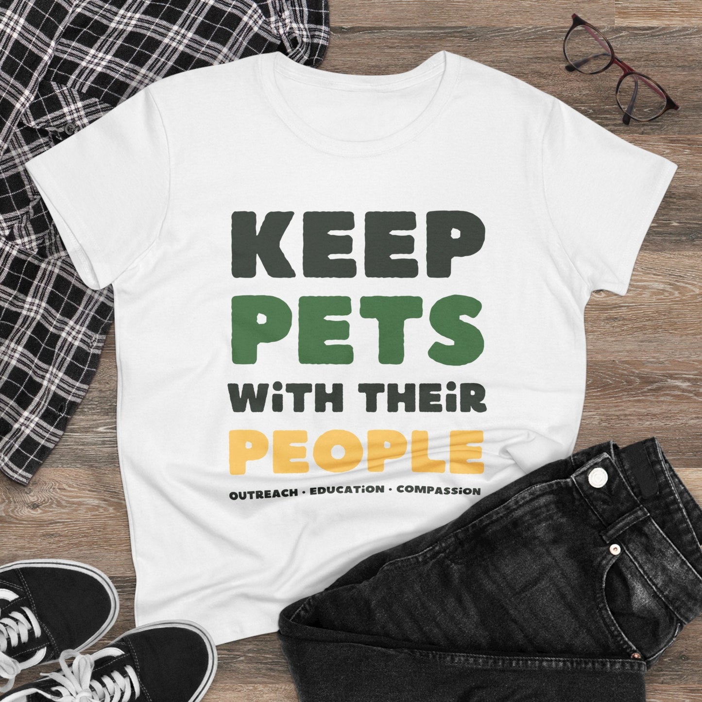 Keep Pets With Their People | Women's Midweight Cotton Tee - Detezi Designs-12166803913460130813