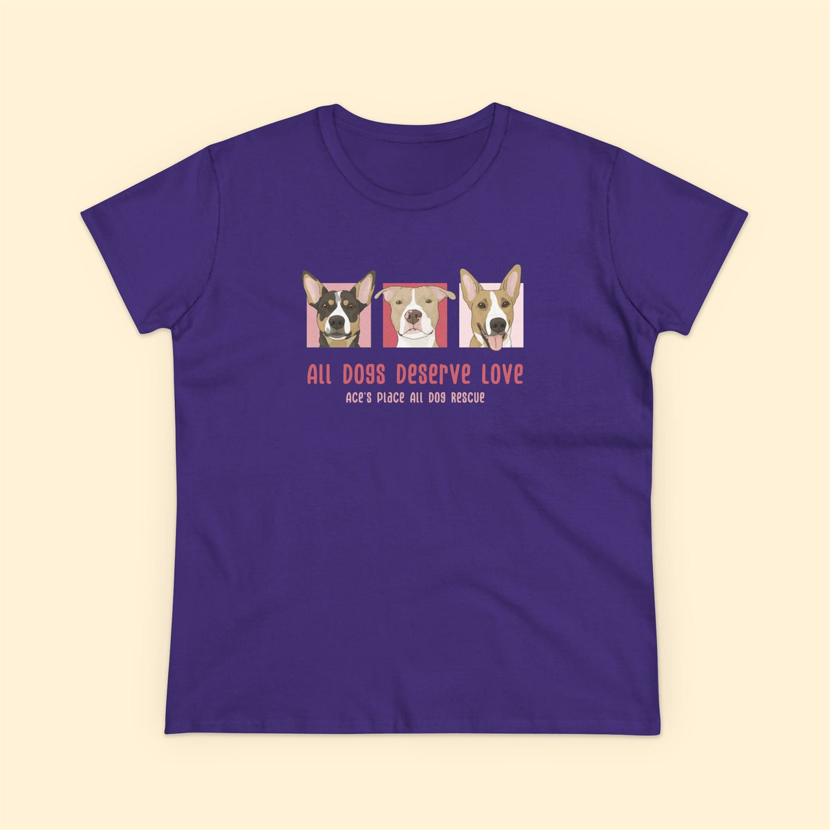 Ladies' Cut Crewneck Tee | FUNDRAISER | Ace's Place All Dog Rescue - Detezi Designs-10142007133009687524