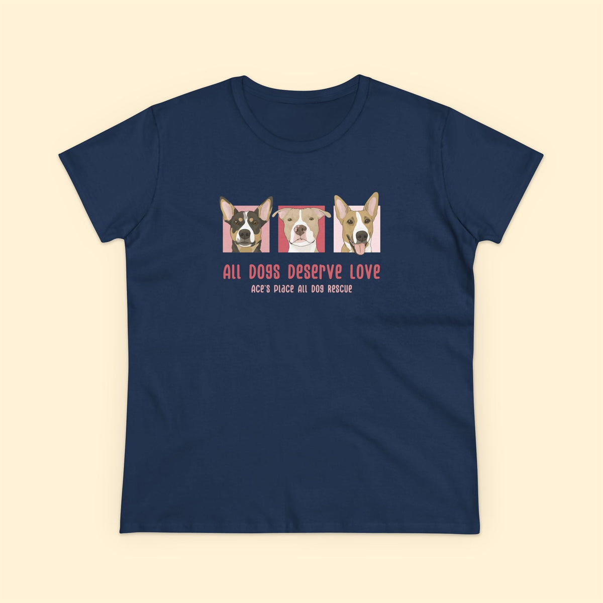 Ladies' Cut Crewneck Tee | FUNDRAISER | Ace's Place All Dog Rescue - Detezi Designs-15964850174588867415