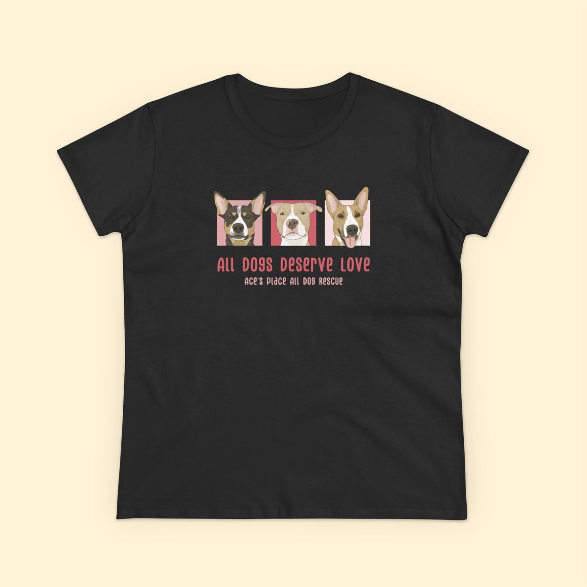 Ladies' Cut Crewneck Tee | FUNDRAISER | Ace's Place All Dog Rescue - Detezi Designs-74420315923604834937