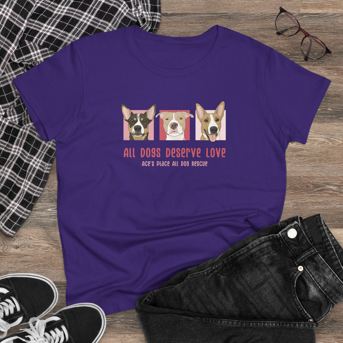 Ladies' Cut Crewneck Tee | FUNDRAISER | Ace's Place All Dog Rescue - Detezi Designs-74420315923604834937