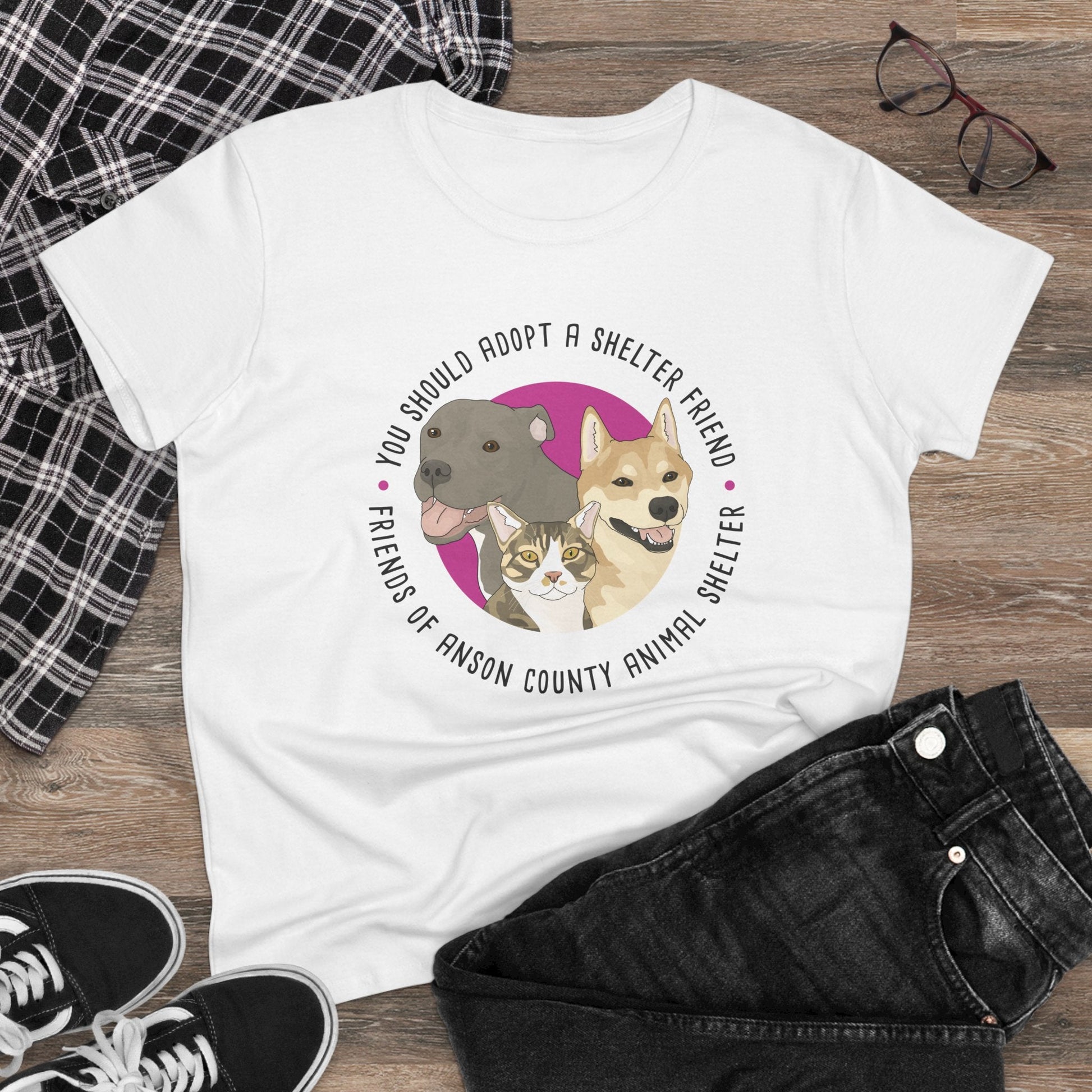 Ladies' Cut Crewneck Tee | FUNDRAISER | Friends of Anson County Animal Shelter - Detezi Designs - 10291023649039546713