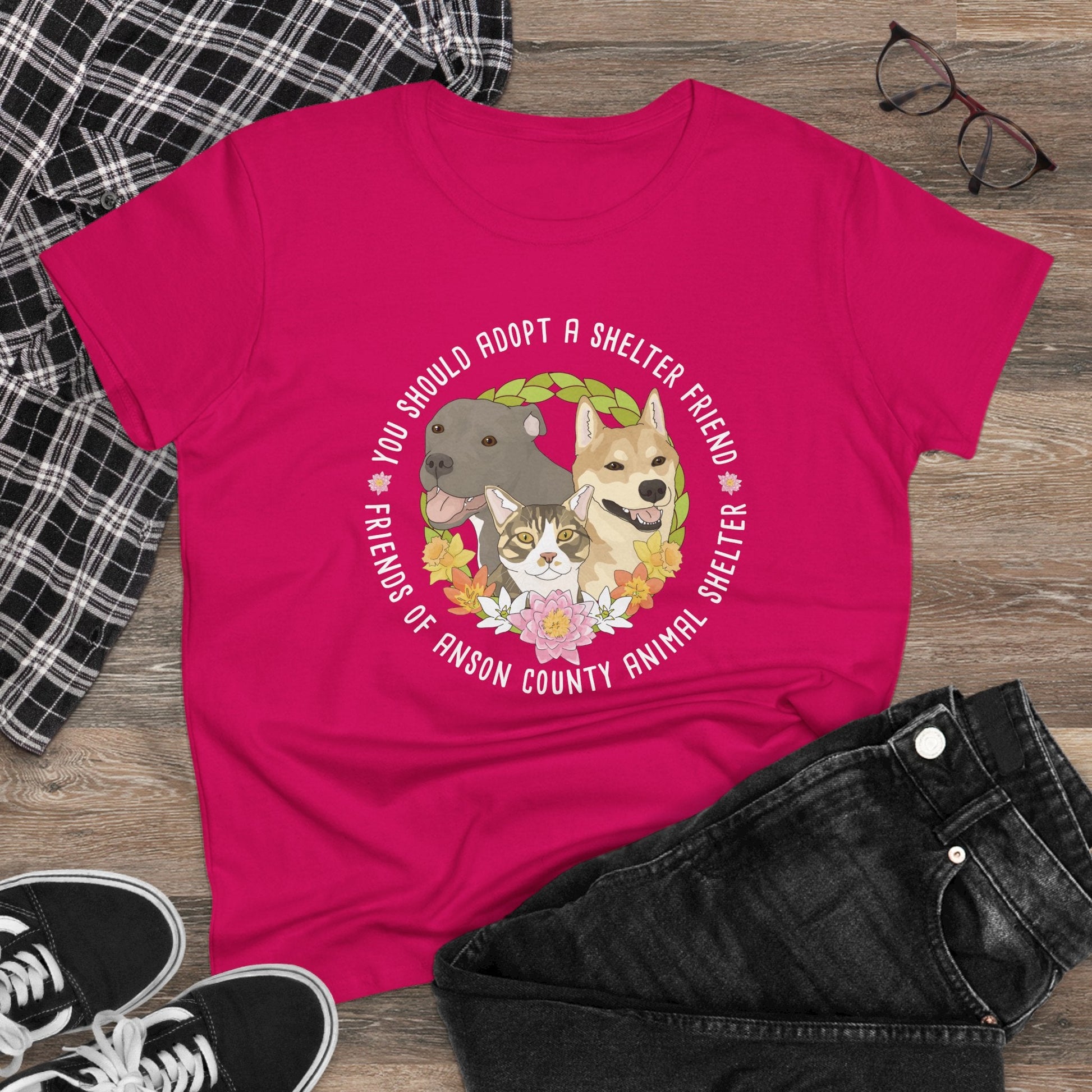 Ladies' Cut Crewneck Tee | FUNDRAISER | Friends of Anson County Animal Shelter | Spring - Detezi Designs - 32517632499766175479