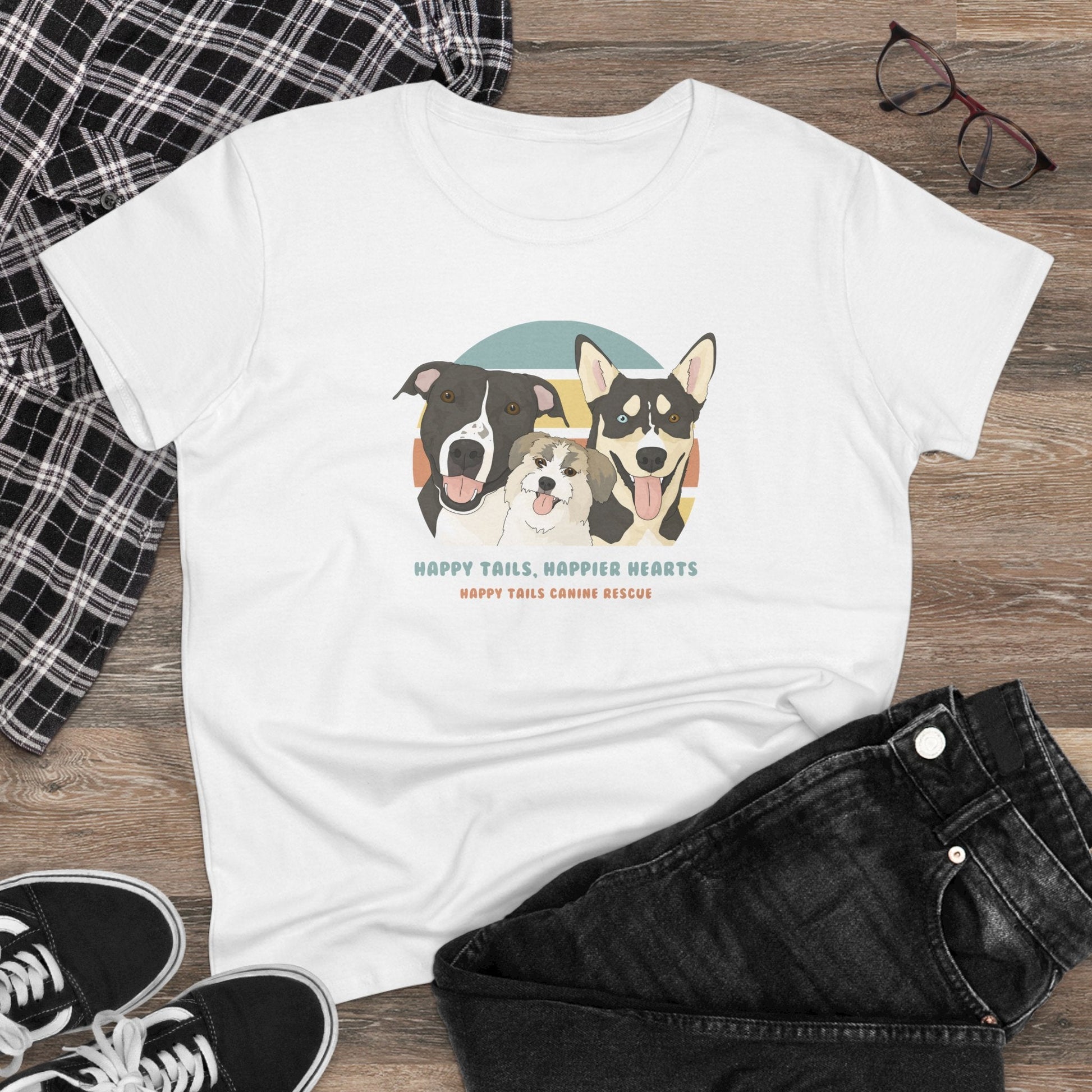 Ladies' Cut Crewneck Tee | FUNDRAISER | Happy Tails Canine Rescue - Detezi Designs-16037783238408991035